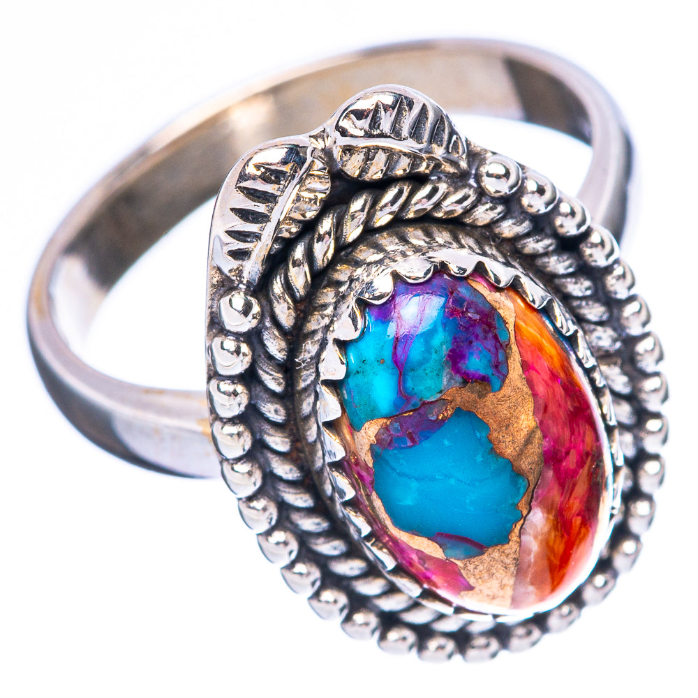 Kingman Pink Dahlia Turquoise Ring Size 6.5 (925 Sterling Silver) R3981