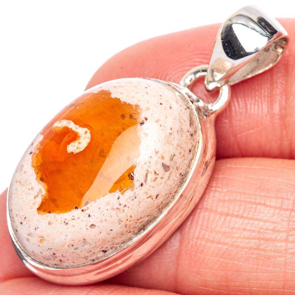 Mexican Fire Opal Pendant 1 3/8" (925 Sterling Silver) P41792