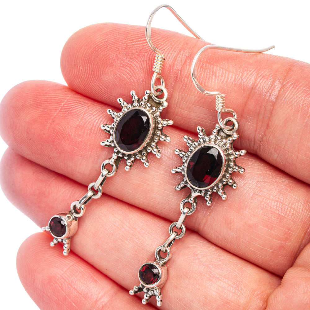 Garnet Earrings 2" (925 Sterling Silver) E433461