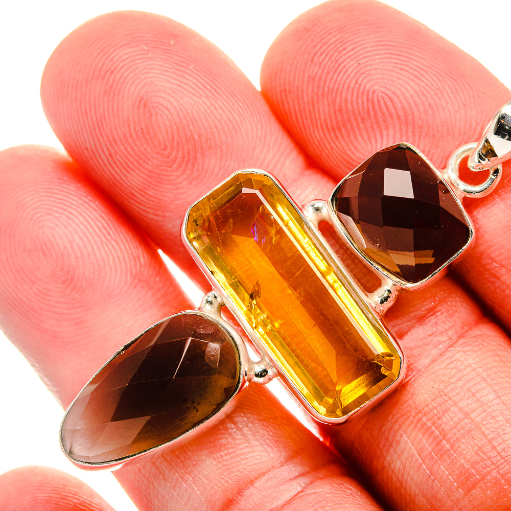 Smoky Quartz, Citrine Pendant 2 1/4" (925 Sterling Silver) PD38010