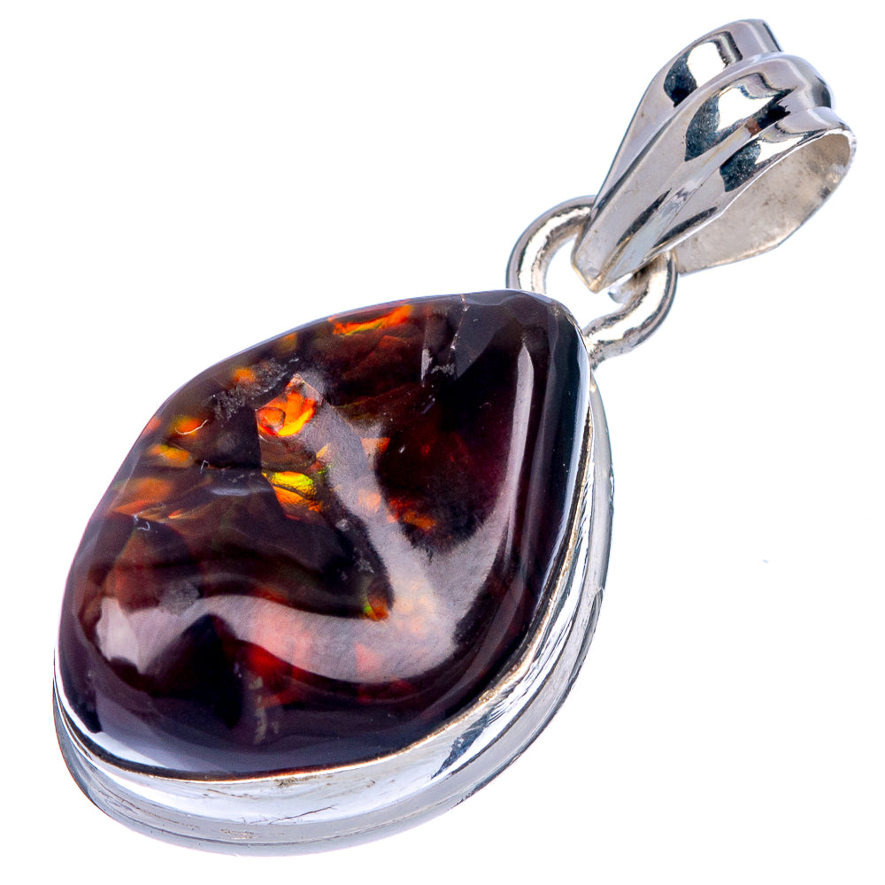 Rare Mexican Fire Agate Pendant 1 1/4" (925 Sterling Silver) P39944