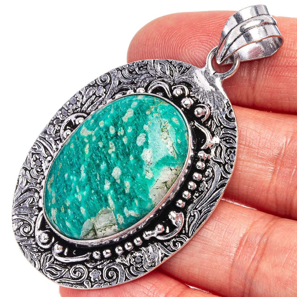 Amazonite Pendant 2 3/8" (German Silver)