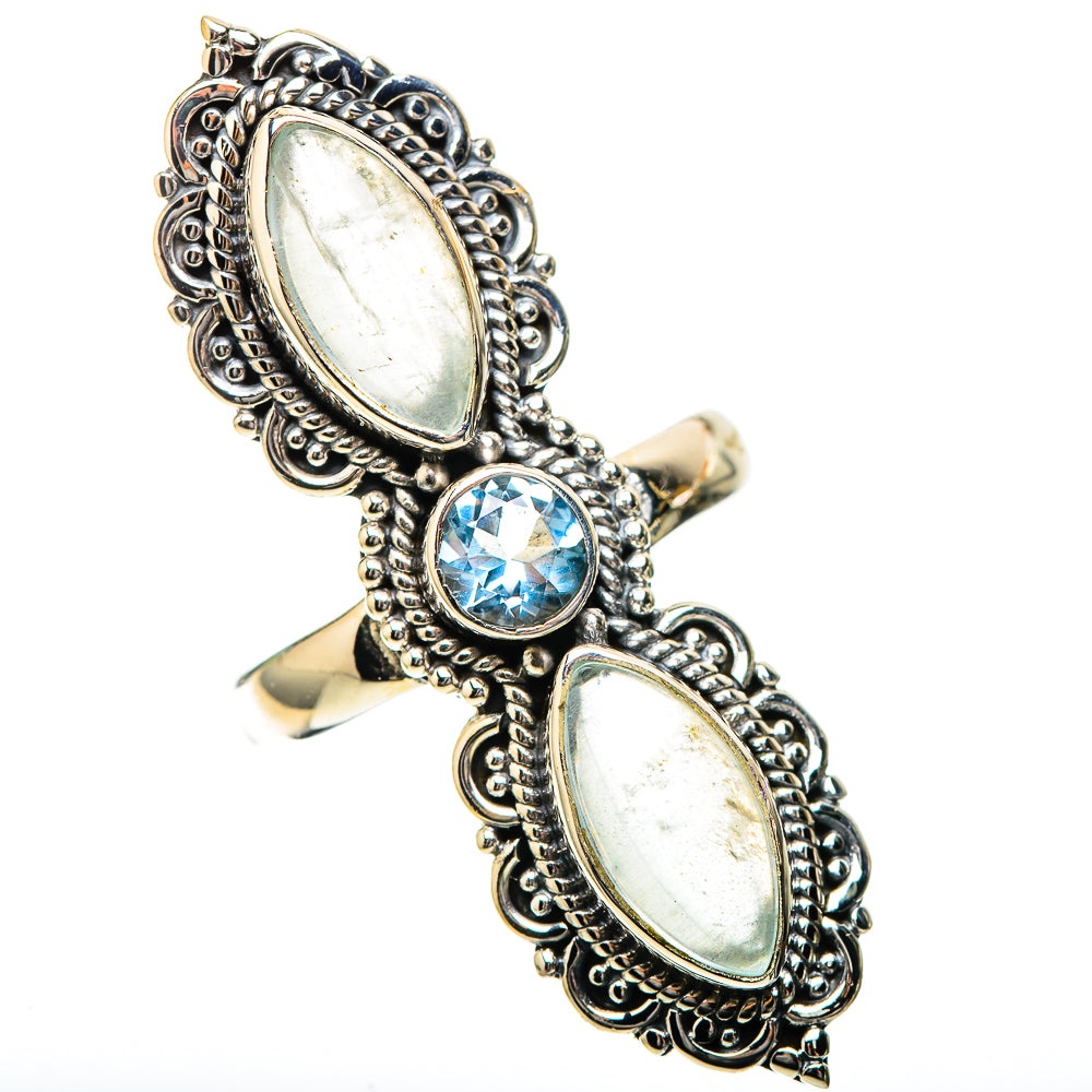 Large Natural Aquamarine, Blue Topaz Ring Size 7 (925 Sterling Silver) RING138031