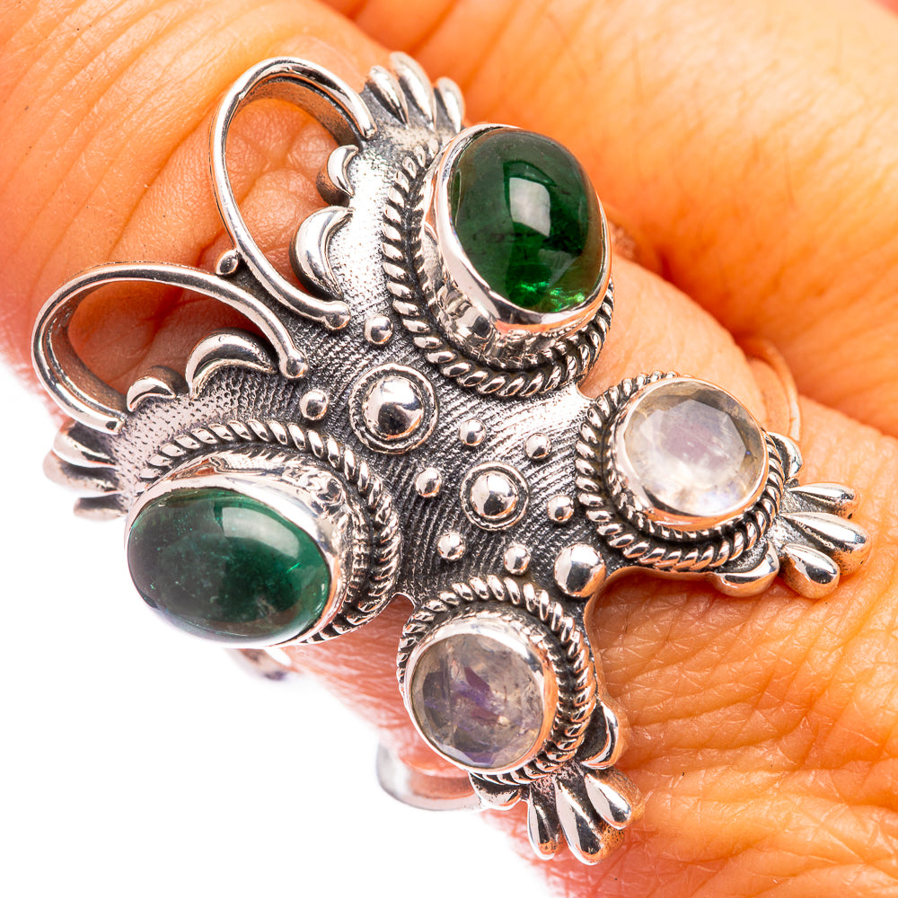 Large Zambian Emerald, White Quartz Ring Size 9.25 (925 Sterling Silver) R140873