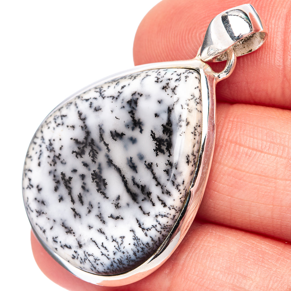 Dendritic Agate Pendant 1 5/8" (.925 Sterling Silver)