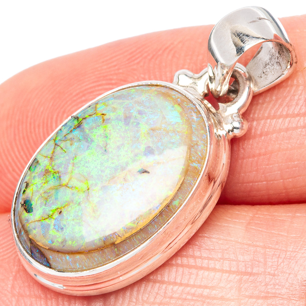 Rare Sterling Opal Pendant 1 1/8" (925 Sterling Silver) P42183