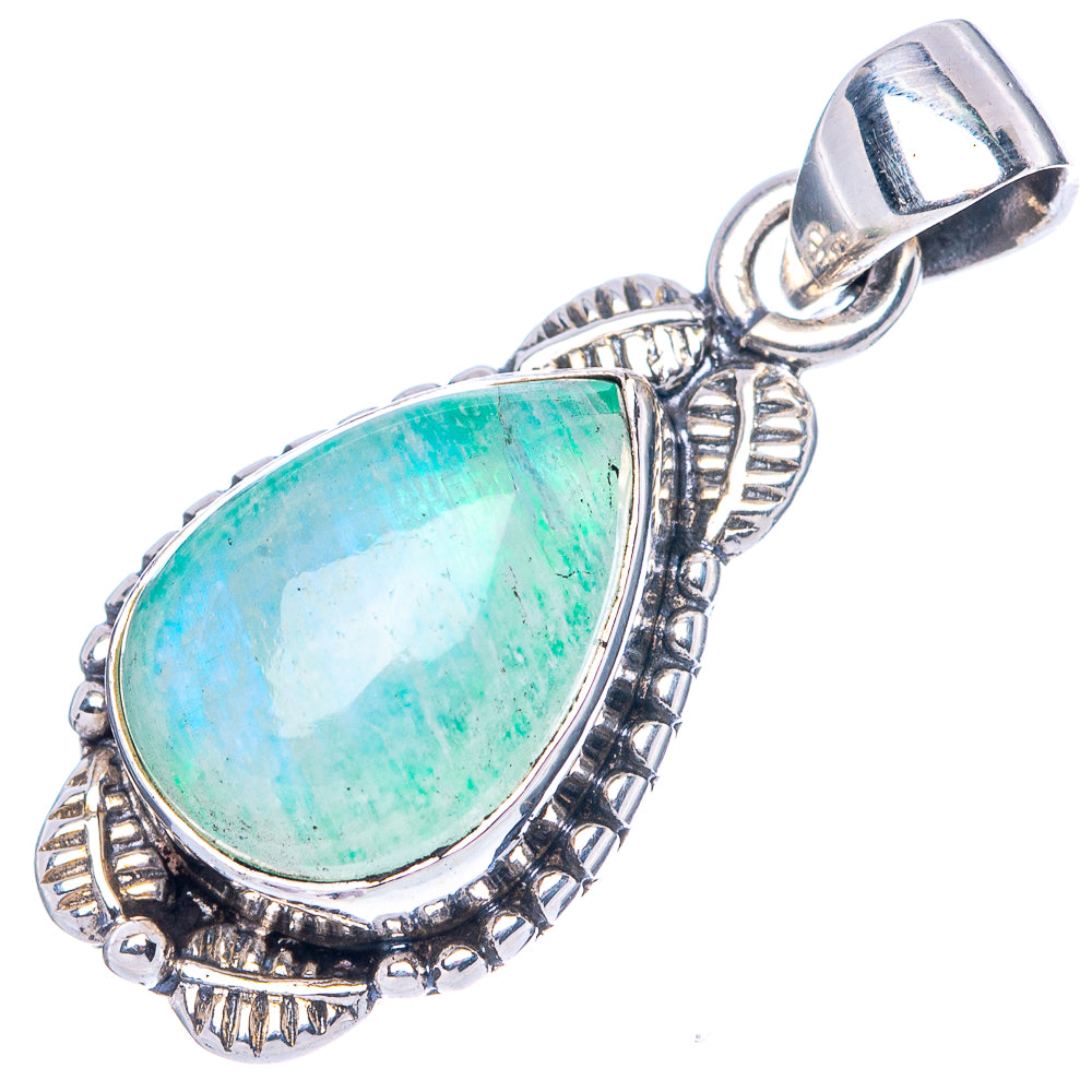 Green Moonstone Pendant 1 1/8" (925 Sterling Silver) P42491
