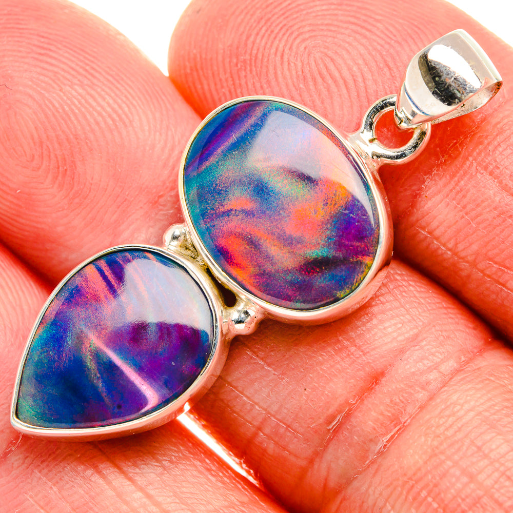 Aura Opal 925 Sterling Silver Pendant 1 5/8" (925 Sterling Silver) PD38328