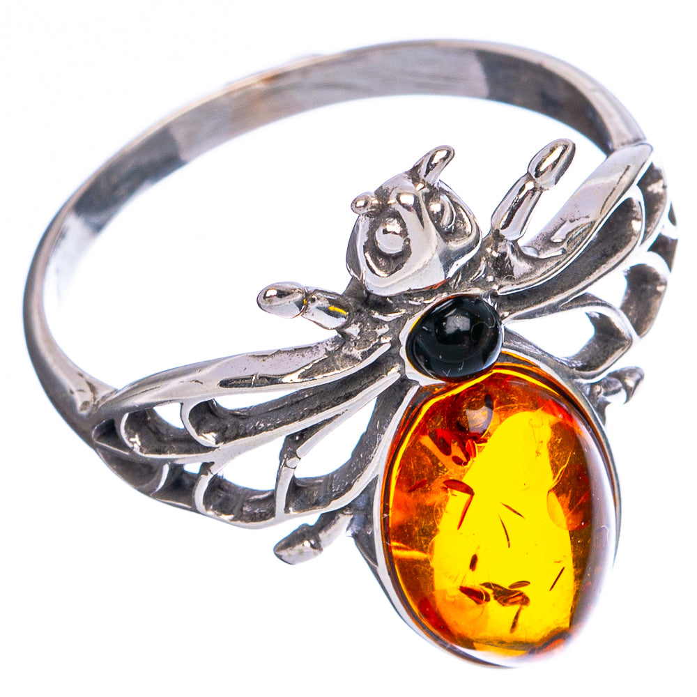 Baltic Amber Honey Bee Ring Size 9.5 (.925 Sterling Silver)