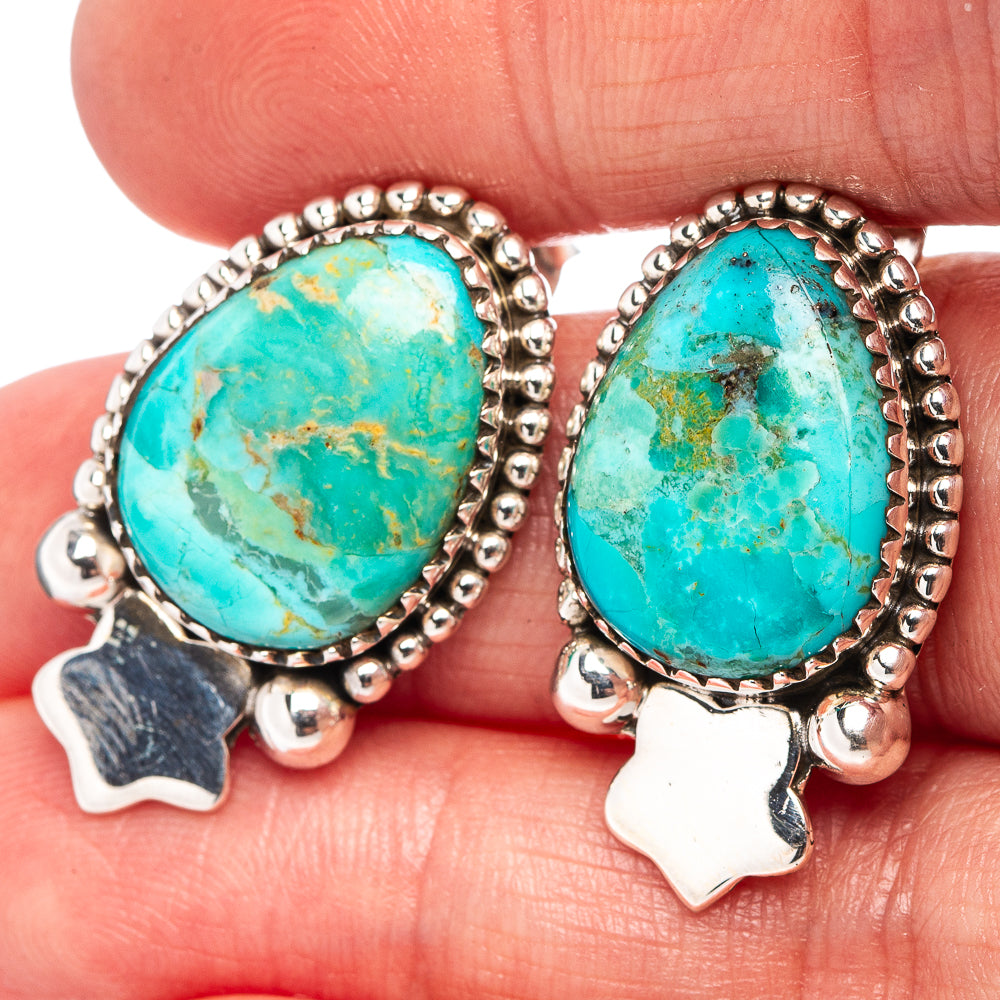 Mohave Turquoise Star Earrings 1" (.925 Sterling Silver)