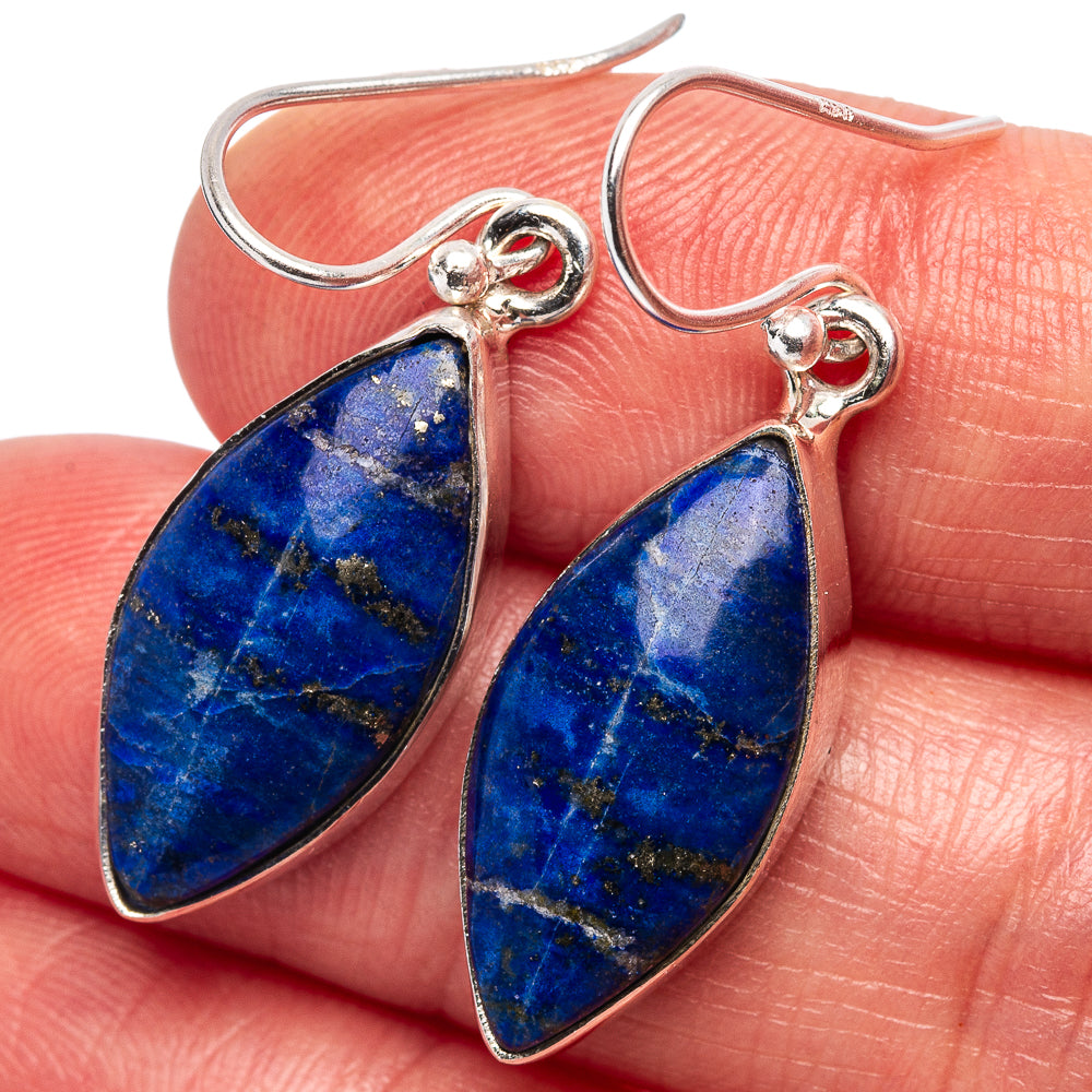 Lapis Lazuli Earrings 1 3/8" (.925 Sterling Silver)