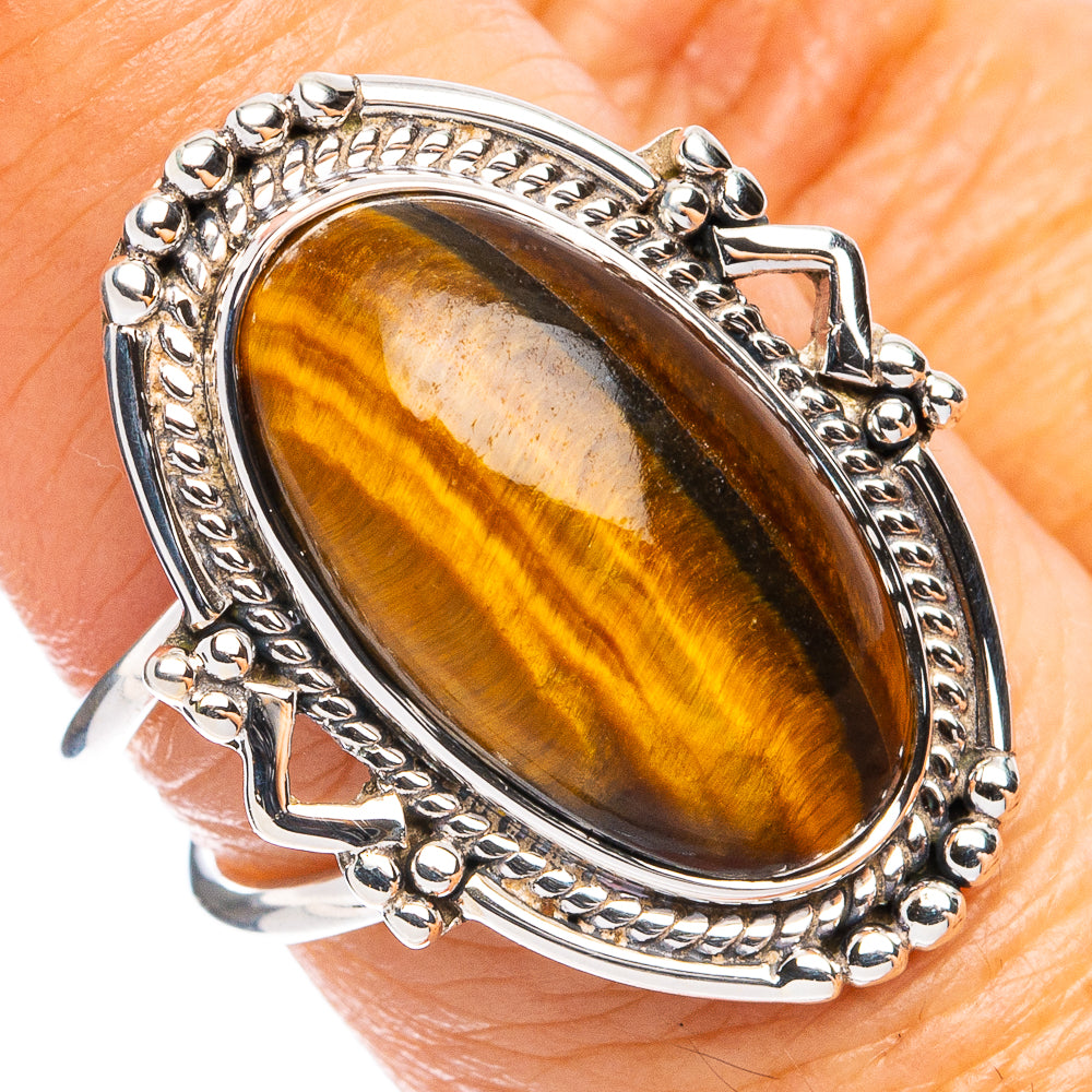 Premium Tiger Eye Ring Size 7 (925 Sterling Silver) R8168