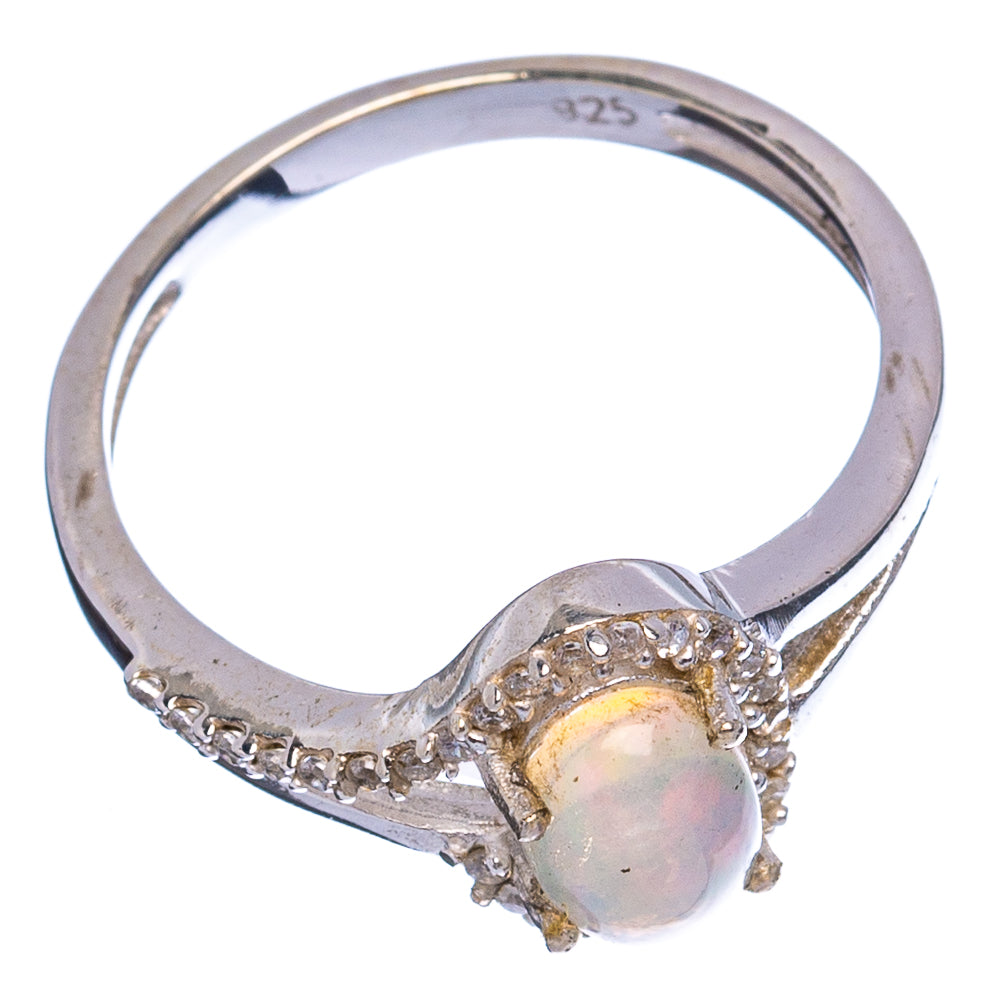 Rare Ethiopian Opal, Cubic Zirconia Ring Size 5.75 (.925 Sterling Silver)