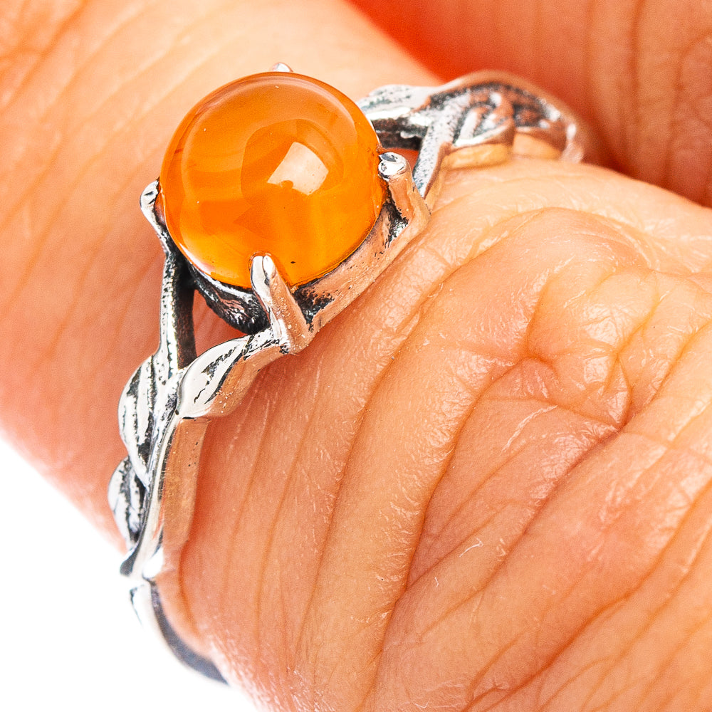 Carnelian Dainty Ring Size 5.75 (.925 Sterling Silver)