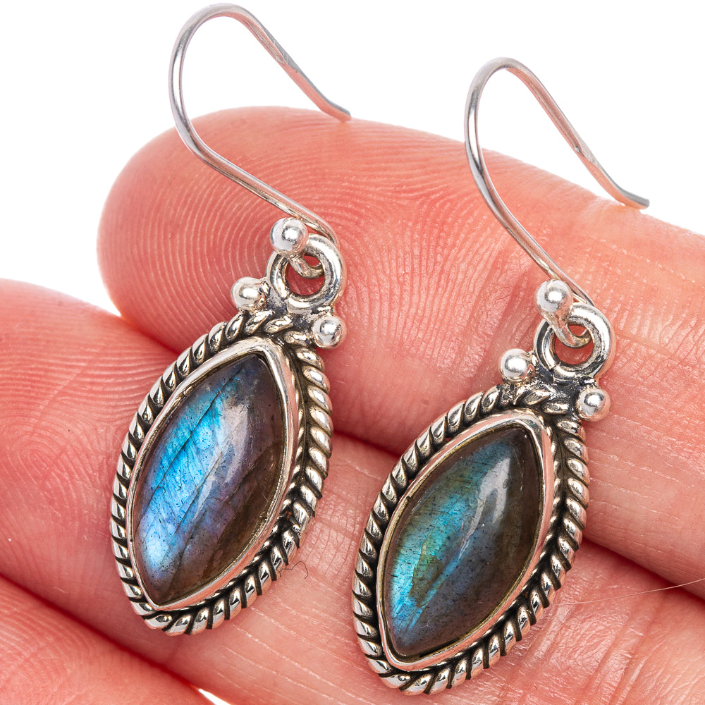 Labradorite Earrings 1 3/8" (925 Sterling Silver) E1040