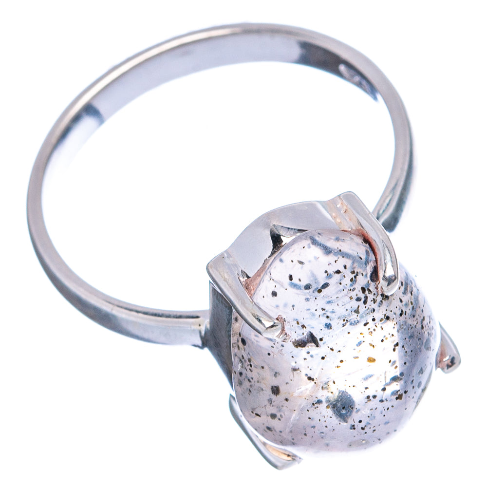 Black Dot Rutilated Quartz Ring Size 7 (.925 Sterling Silver)