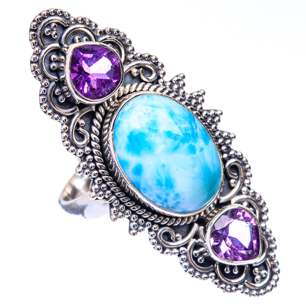 Large Larimar, Blue Topaz Ring Size 5.75 (925 Sterling Silver) R141668