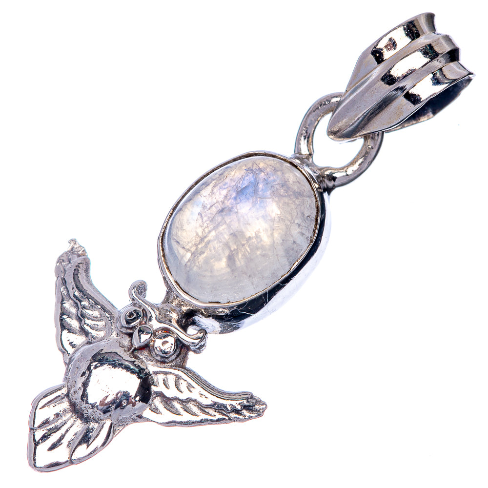 Rainbow Moonstone Dainty Pendant 1 1/4" (925 Sterling Silver) P39927
