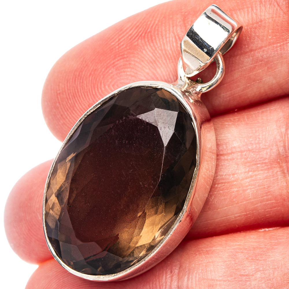 Premium Smoky Quartz Pendant 1 5/8" (.925 Sterling Silver)