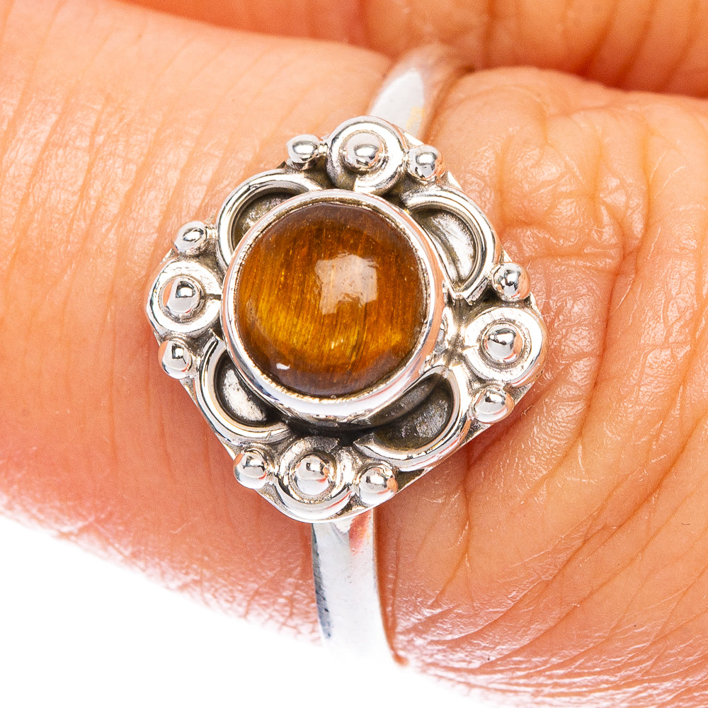 Tiger Eye Dainty Ring Size 6.75 (925 Sterling Silver) R1014