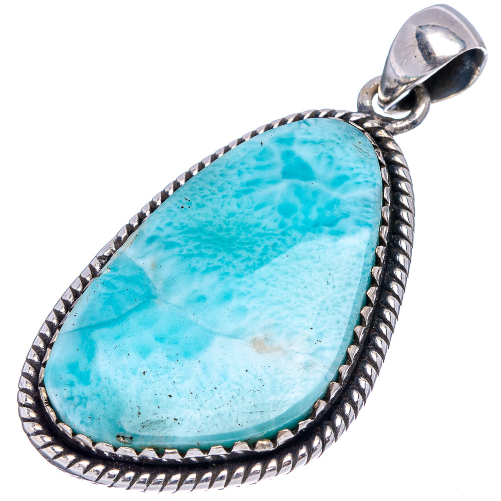 Rare Larimar Pendant 1 3/4" (.925 Sterling Silver)