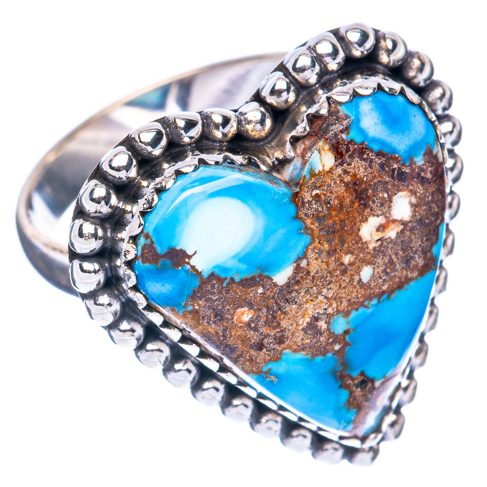 Rare Golden Hills Turquoise Heart Ring Size 7 (925 Sterling Silver) R2873