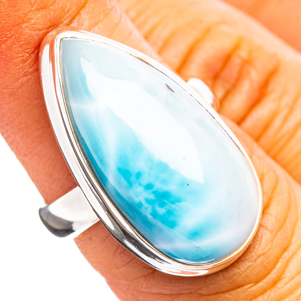 Premium Larimar Ring Size 5.75 (.925 Sterling Silver)