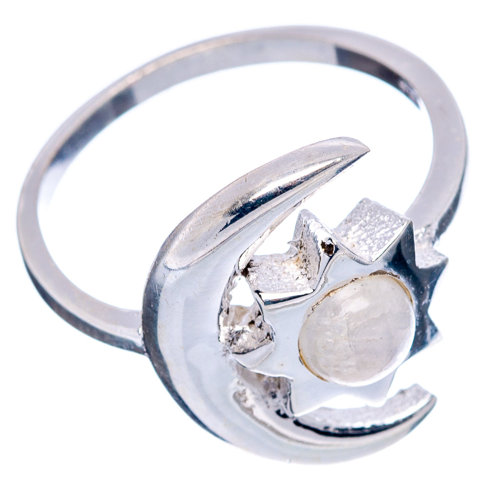 Rainbow Moonstone Sun Moon Dainty Ring Size 6.75 (.925 Sterling Silver)