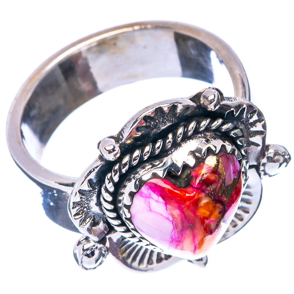 Exclusive Pink Dahlia Mohave Turquoise Heart Ring Size 7 Adjustable (.925 Sterling Silver)