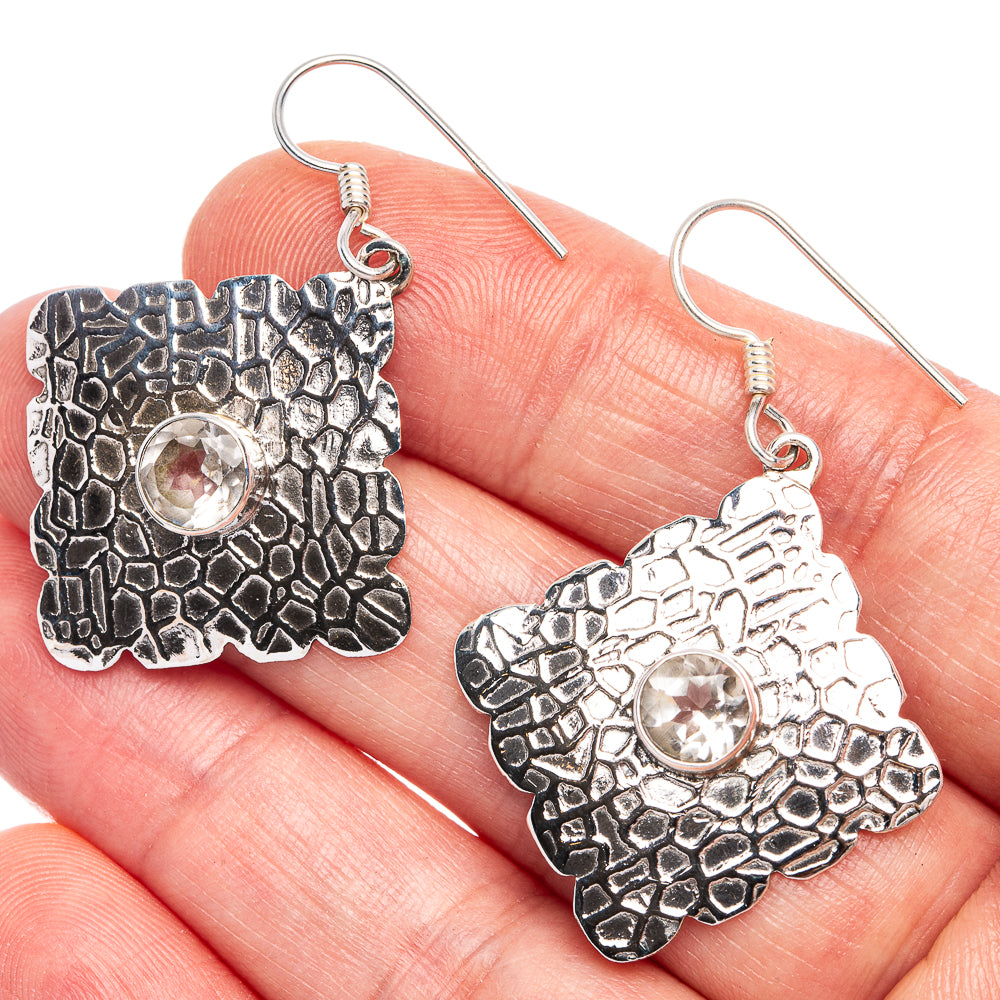 White Quartz Earrings 1 3/4" (925 Sterling Silver) E433397
