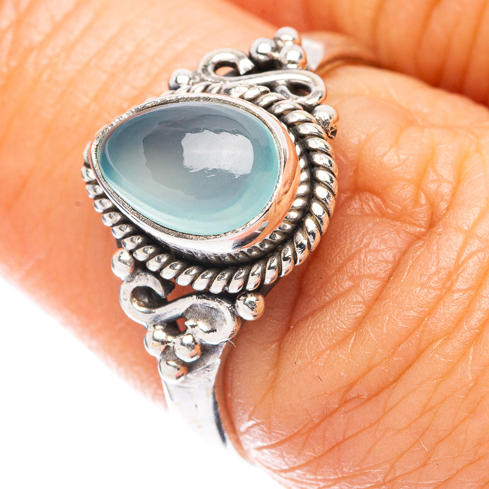 Aqua Chalcedony Ring Size 7 (925 Sterling Silver) R5610