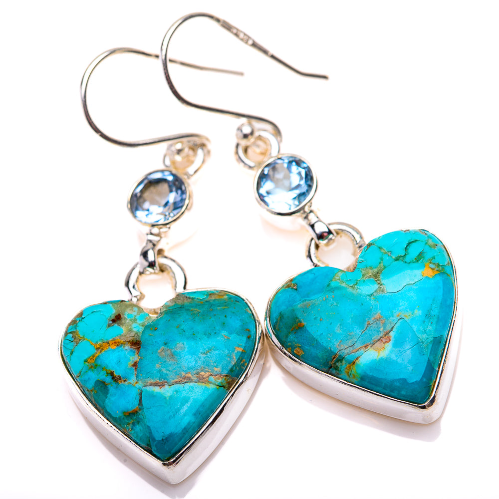 Chrysocolla, Blue Topaz Earrings 1 5/8" (925 Sterling Silver) EARR432176