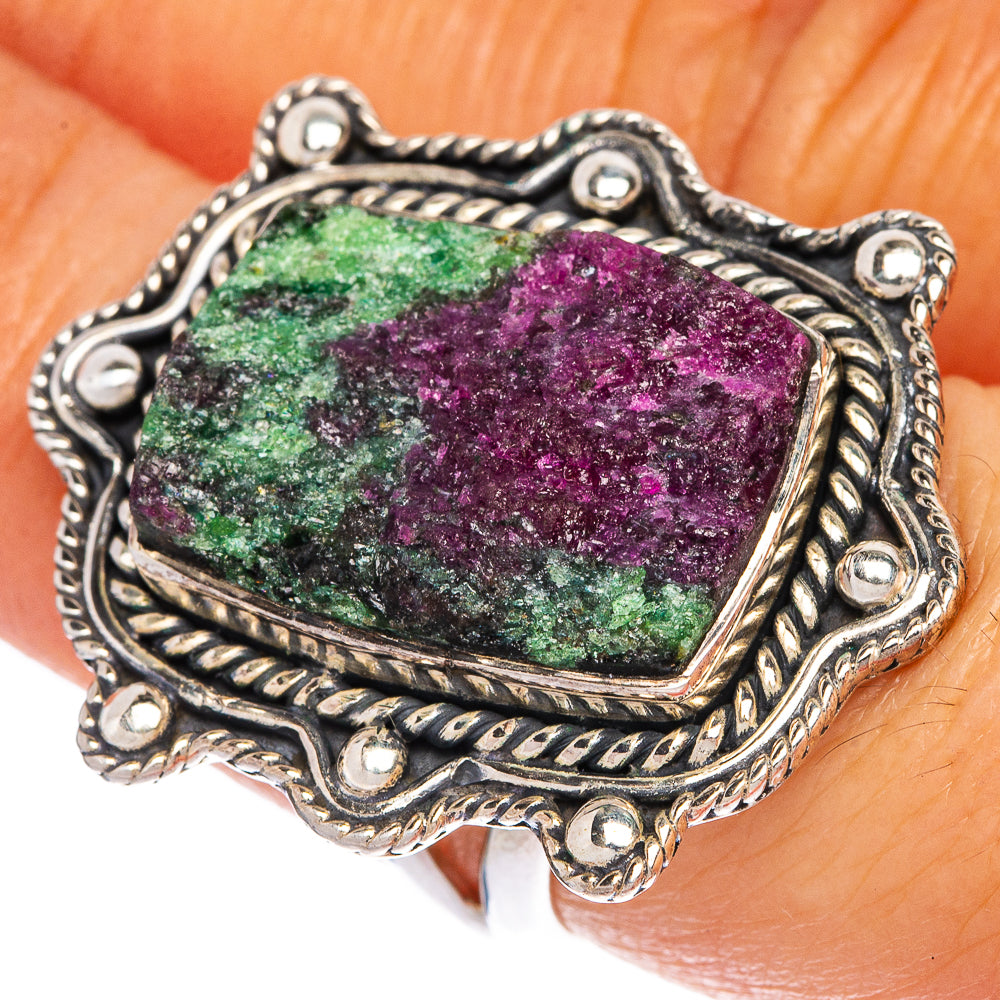 Large Raw Ruby Zoisite Ring Size 7 (925 Sterling Silver) R1324