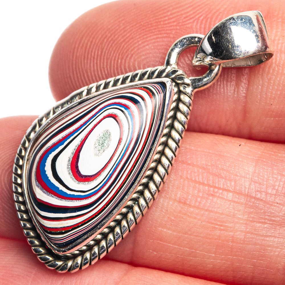 Fordite Pendant 1 3/8" (925 Sterling Silver) P39775