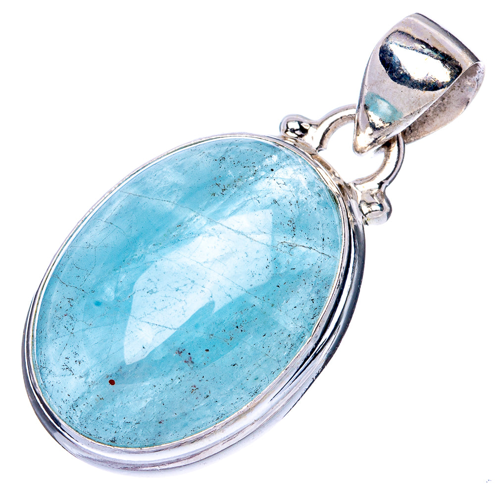 Natural Aquamarine 925 Sterling Silver Pendant 1 1/4" (925 Sterling Silver) P41882