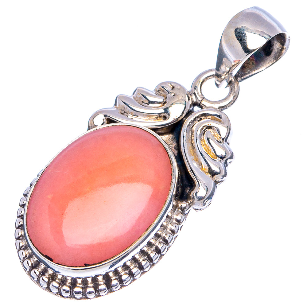 Pink Opal Pendant 1 3/8" (.925 Sterling Silver)