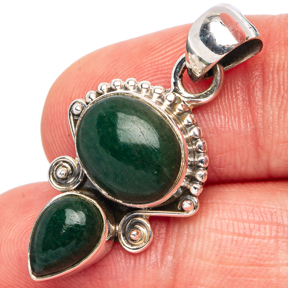 Green Aventurine Pendant 1 1/4" (925 Sterling Silver) P45598
