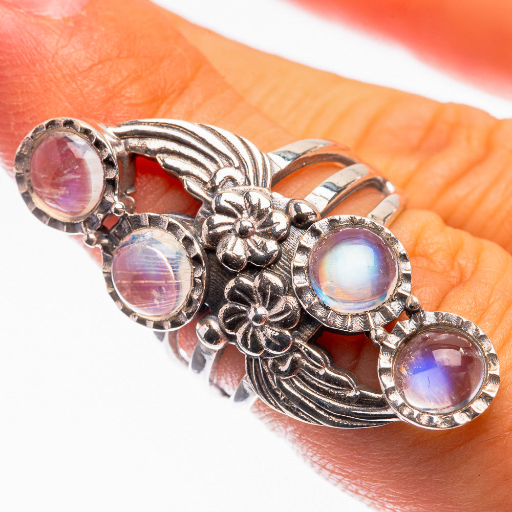 Rainbow Moonstone Ring Size 6 (925 Sterling Silver) R142163