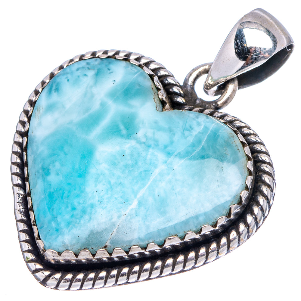 Rare Larimar Pendant 1 3/8" (.925 Sterling Silver)