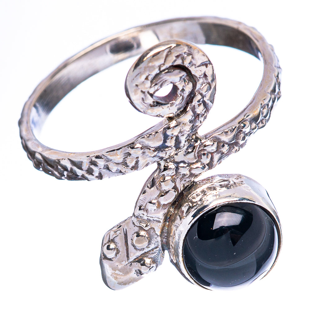 Value Black Onyx Snake Ring Size 8.5 (925 Sterling Silver) R3184