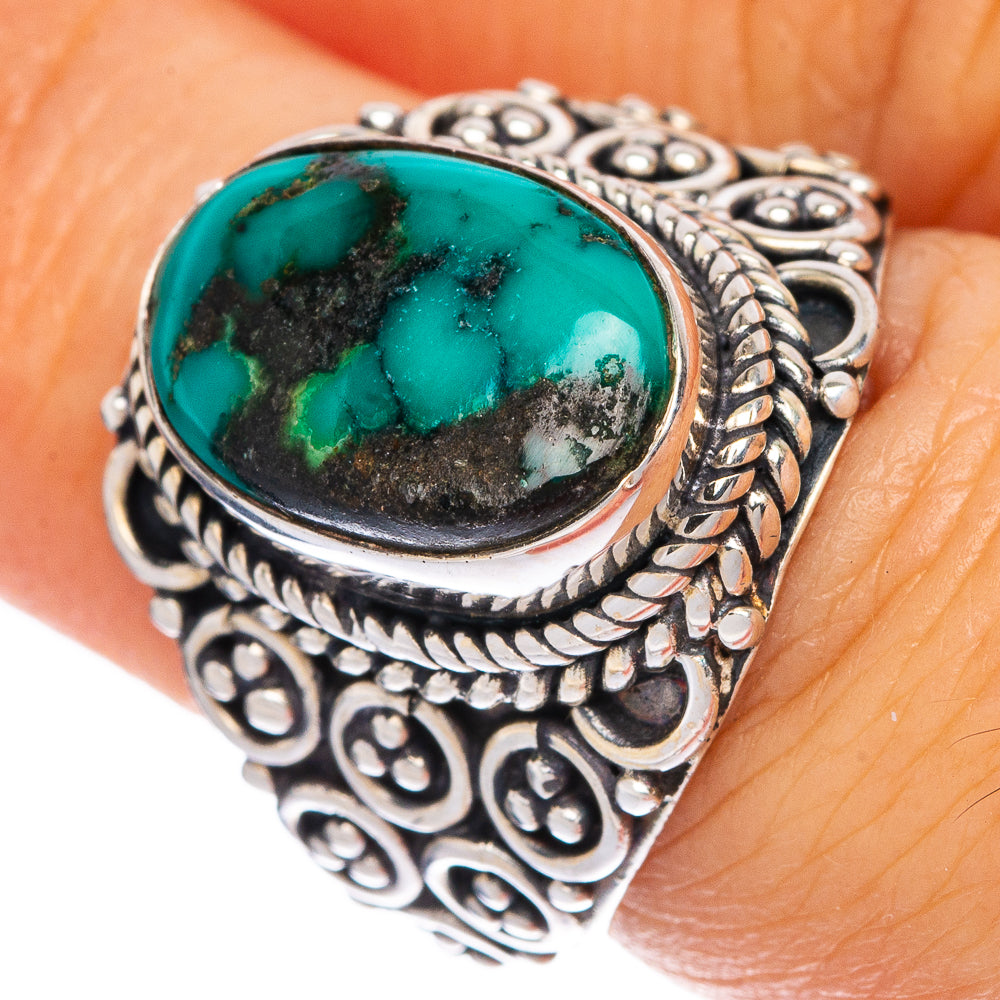 Tibetan Turquoise Ring Size 6.75 (925 Sterling Silver) R1304