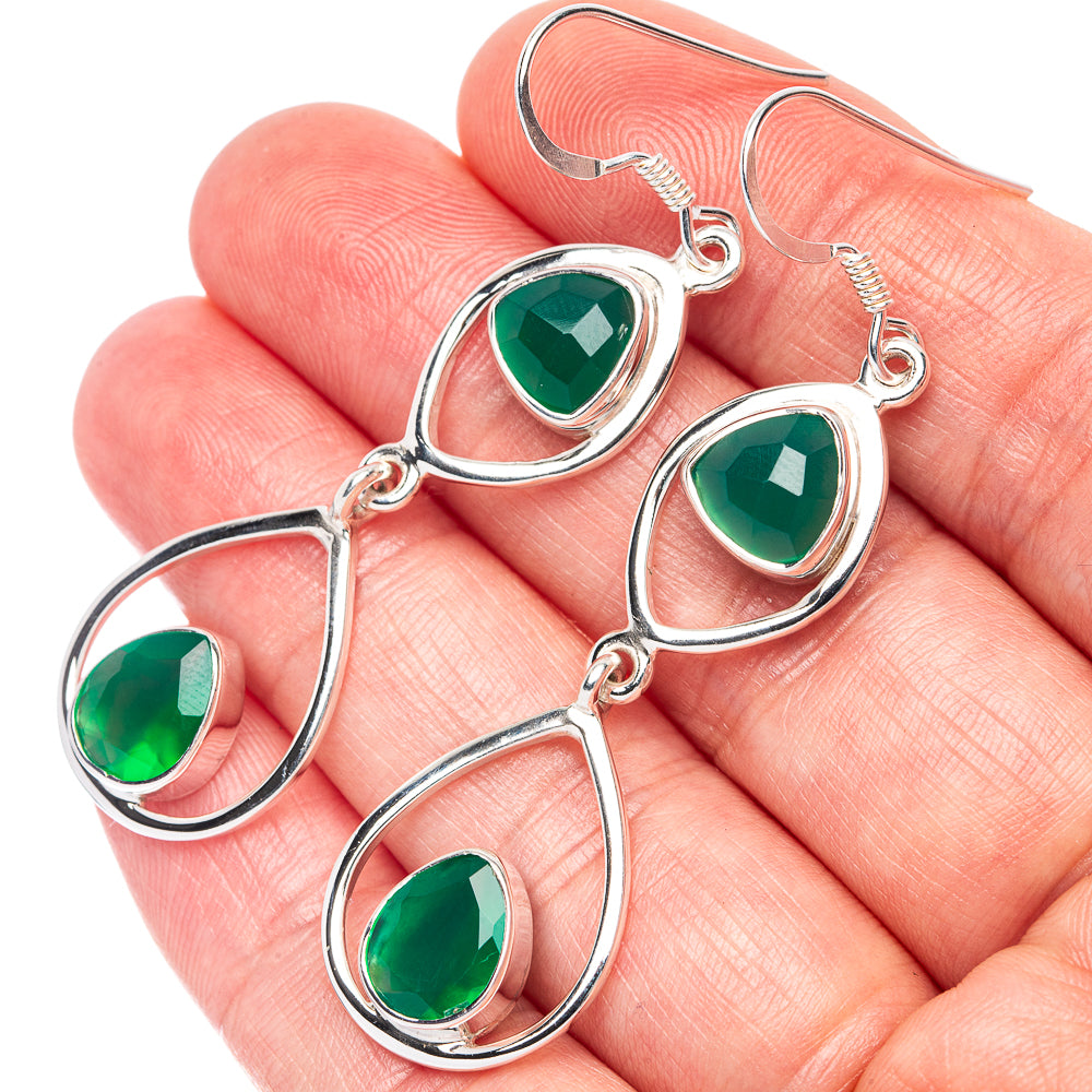 Premium Green Onyx Earrings 2 3/8" (925 Sterling Silver) E2501