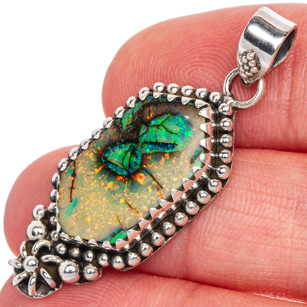 Rare Sterling Opal Pendant 1 5/8" (925 Sterling Silver) P40680