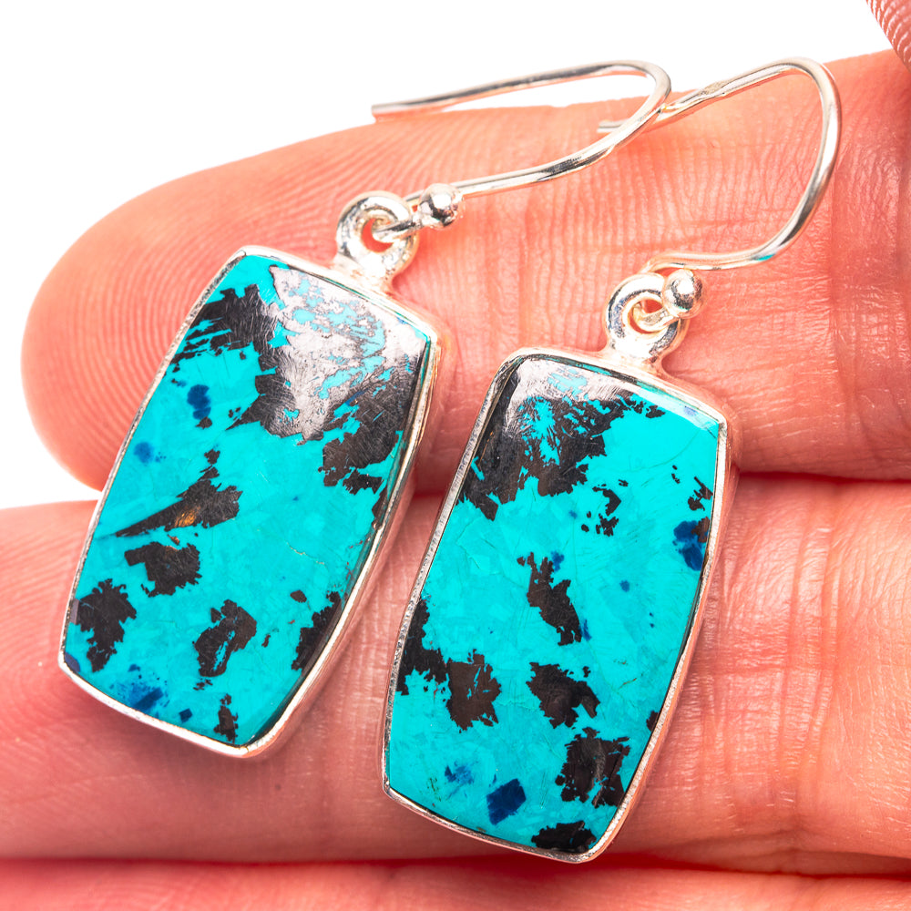 Shattuckite Earrings 1 3/8" (925 Sterling Silver) E432266