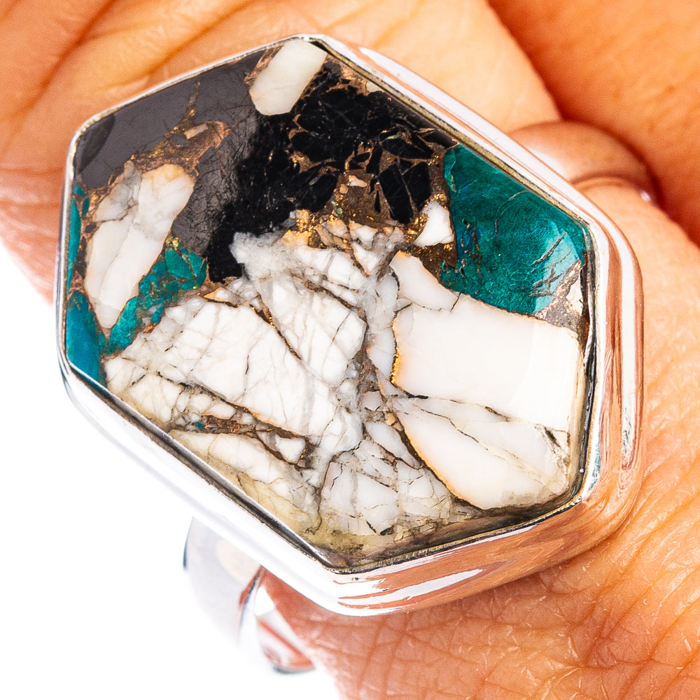 Chrysocolla Shungite Howlite Matrix Ring Size 10.75 (.925 Sterling Silver)