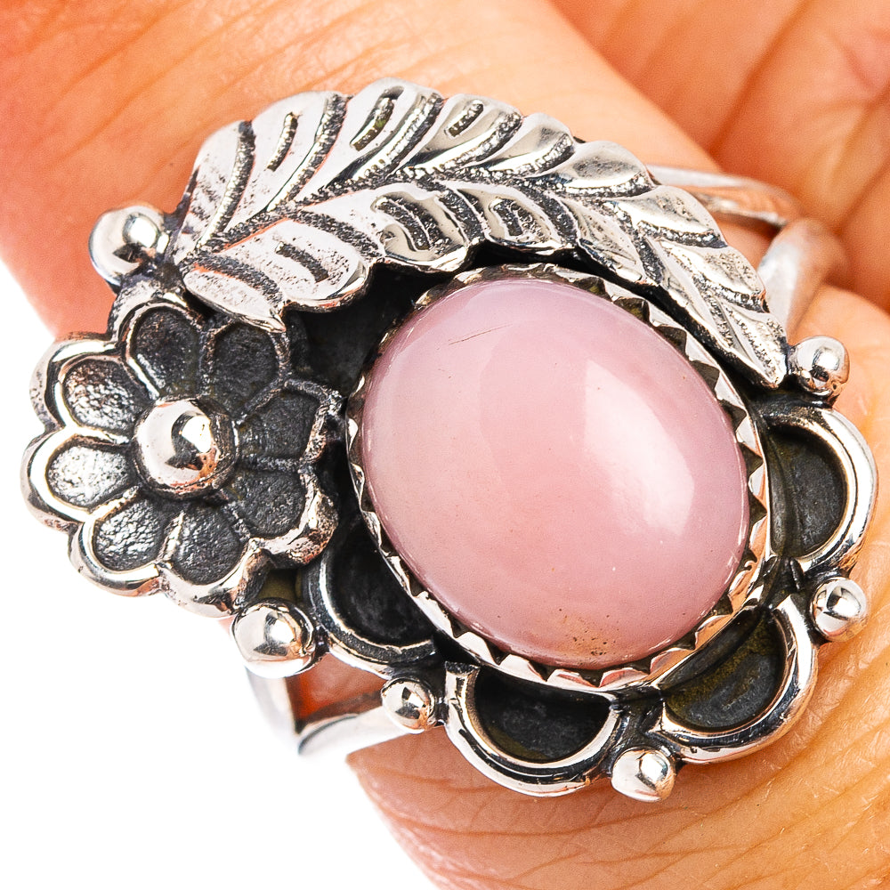 Native Style Pink Opal Ring Size 6.75 (.925 Sterling Silver)