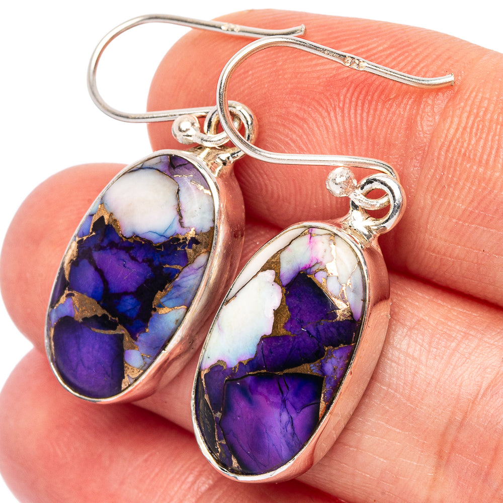 Purple Copper Composite Turquoise Earrings 1 3/8" (925 Sterling Silver) E2662