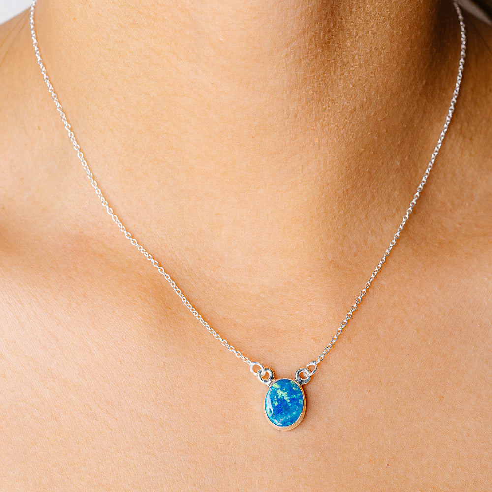 Doublet Opal Necklace 16.375" (925 Sterling Silver) N90272