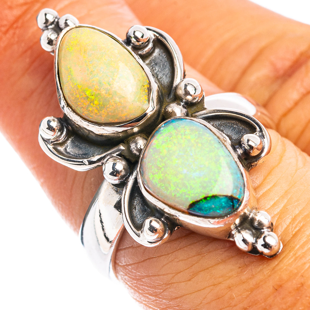 Rare Sterling Opal Ring Size 7 Adjustable (.925 Sterling Silver)