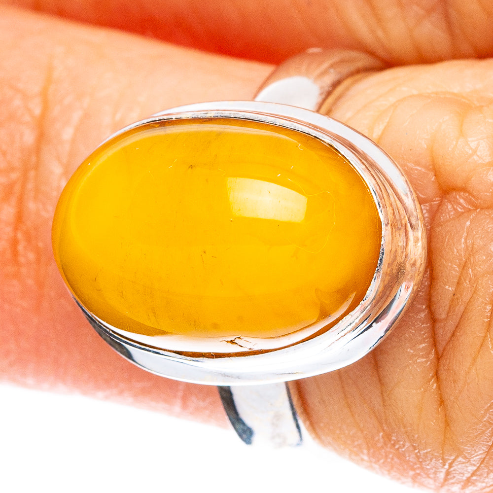Rare Bone Amber Ring Size 5 (925 Sterling Silver) R5031